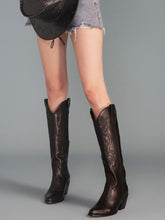 Embroidered Western Boots Knee High Wide Calf Cowboy Boots